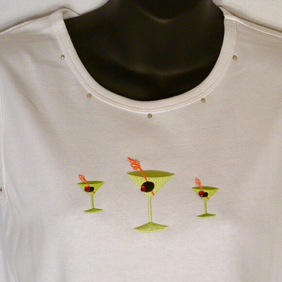 Majestic Martini Button Up Shirt Set Womens S Blue White Striped 2pc Preppy Top - Picture 4 of 10